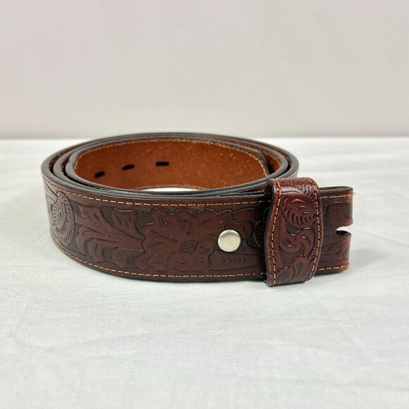 Wrangler Genuine Leather Embossed Design Belt No Buckle 38-40 - Picture 1 of 7